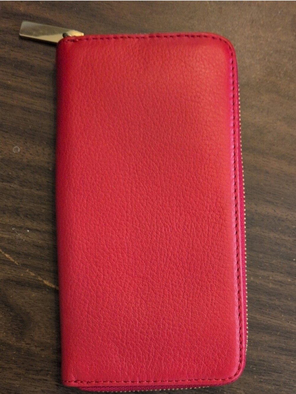 Lord & Taylor Red Zip-Around Leather Wallet